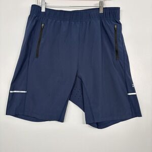 Tommy John Shorts Mens Large Blue 8.5 Inseam Running Zip Pockets Stretch Comfort